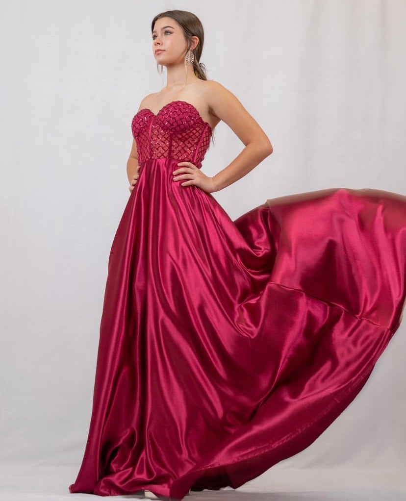 klass evening dresses Vintage 100% Silk Slate Blue Sequined Long Dress Klass Collection Inc