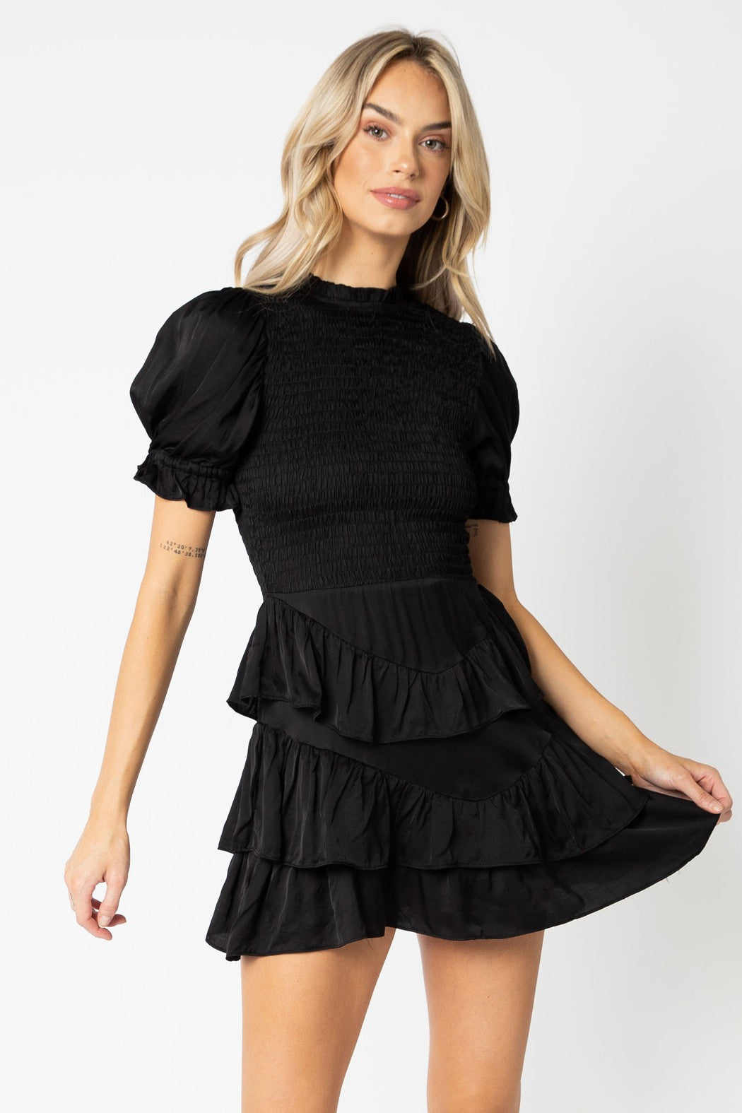 Satin Smocked Babydoll Dress