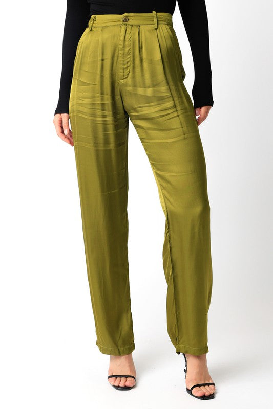 Satin High Waist Pants