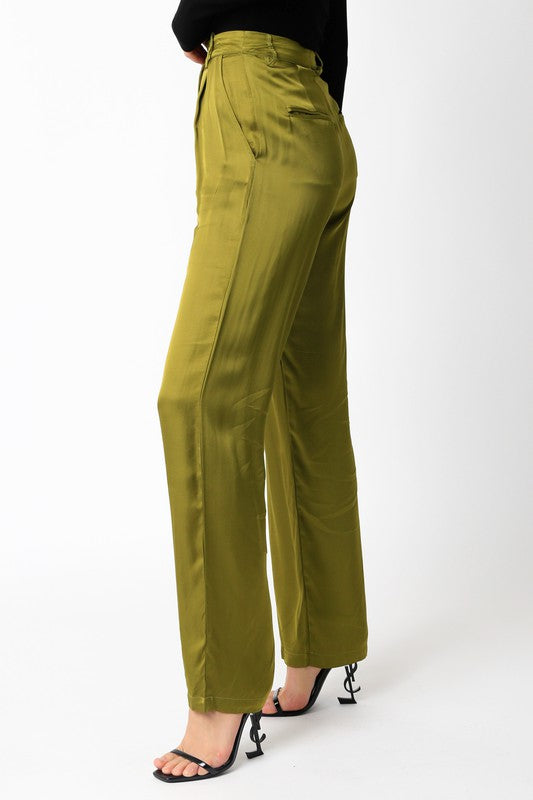 Satin High Waist Pants