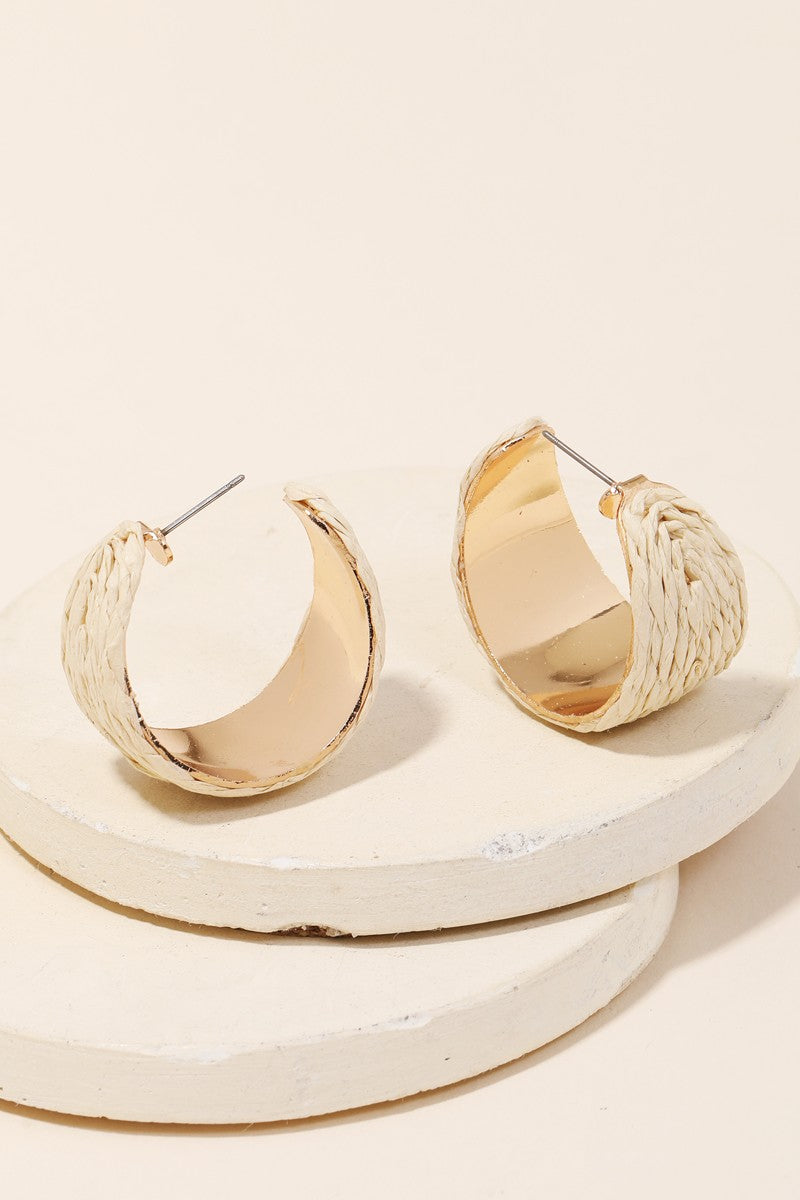 Metallic Hoop Raffia Earrings