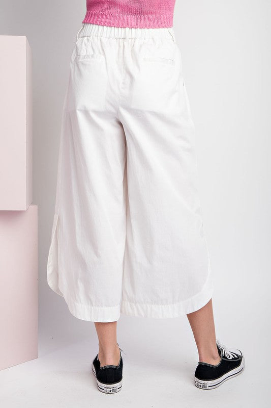 SOLID CROPPED PANTS WHITE