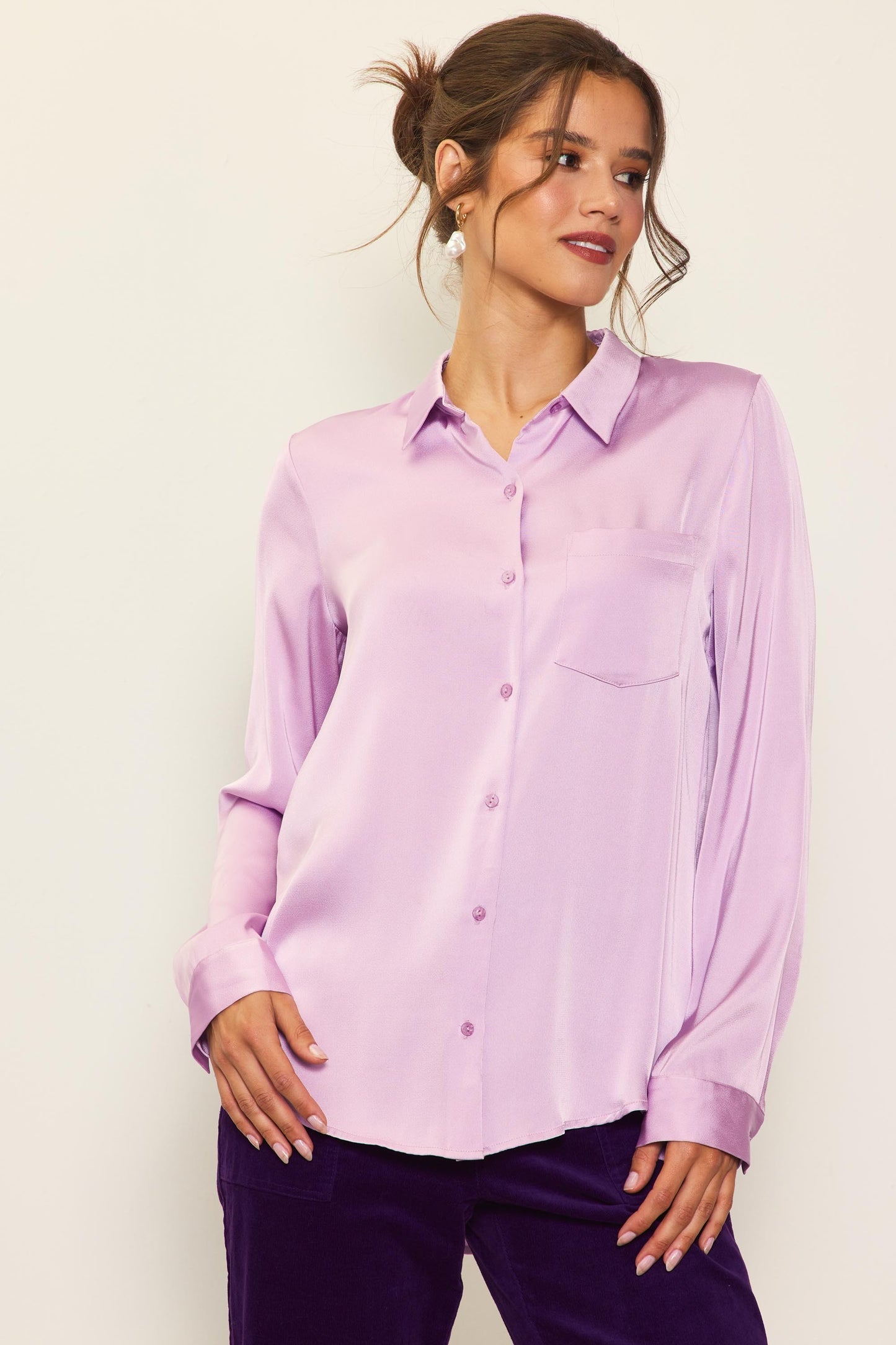 SHIRT SATIN BUTTON DOWN