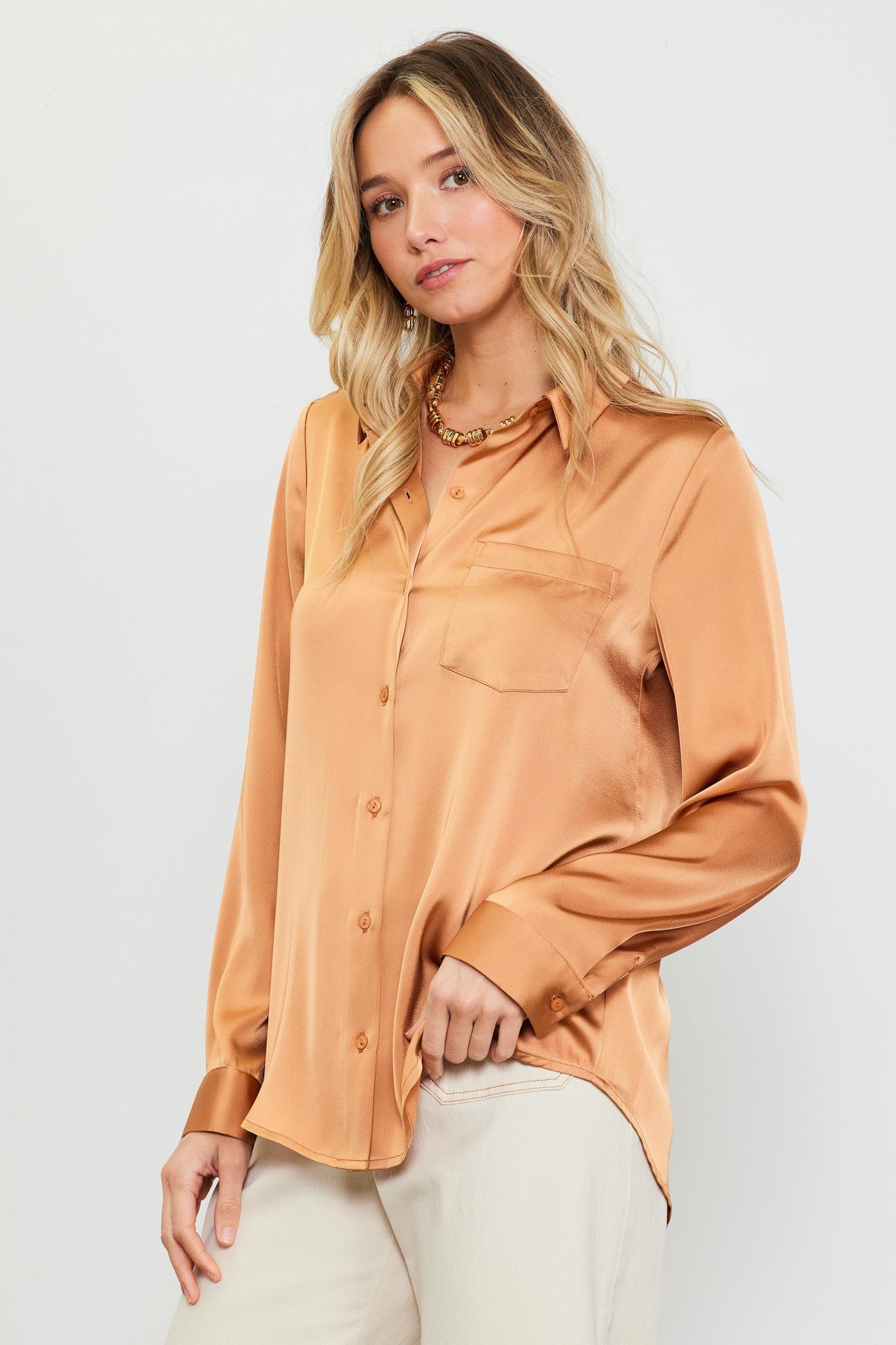 SHIRT SATIN BUTTON DOWN