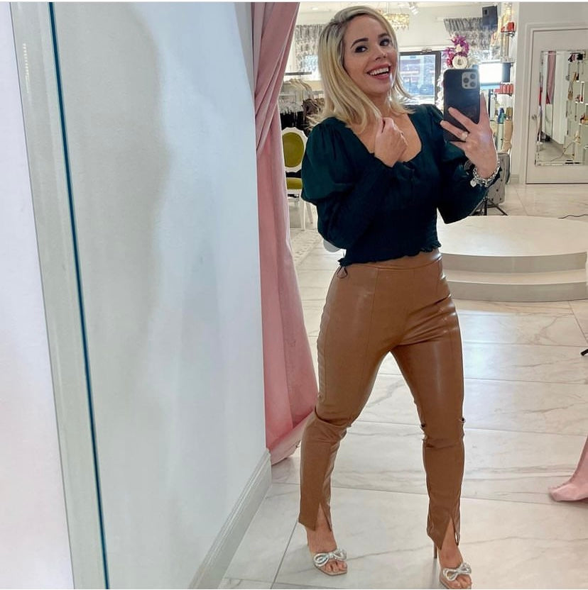 Camel Faux Leather Pants