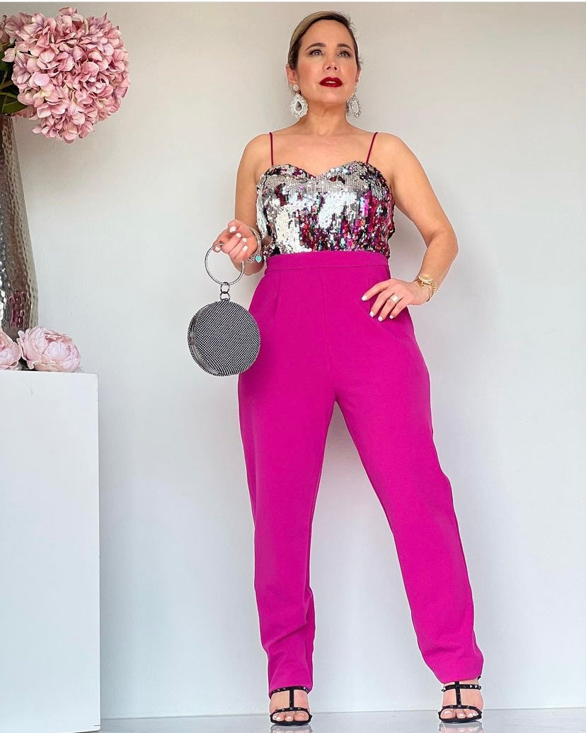 Magenta Sequin Jumpsuit