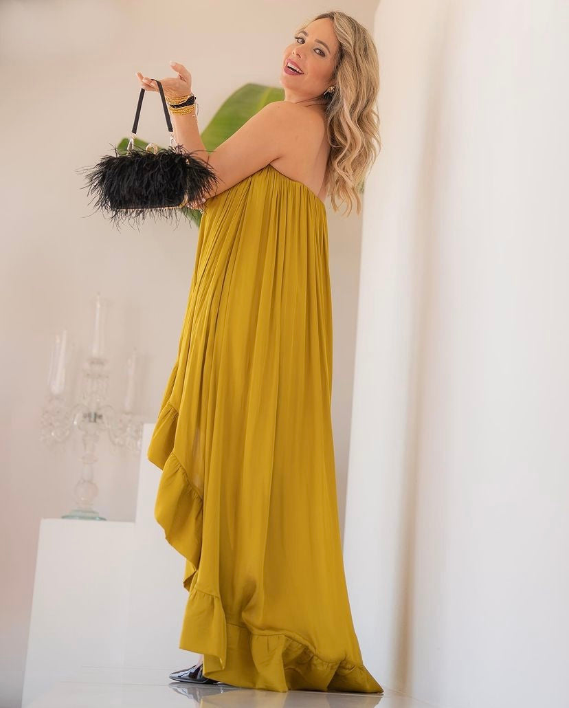 Mustard Satin Dress