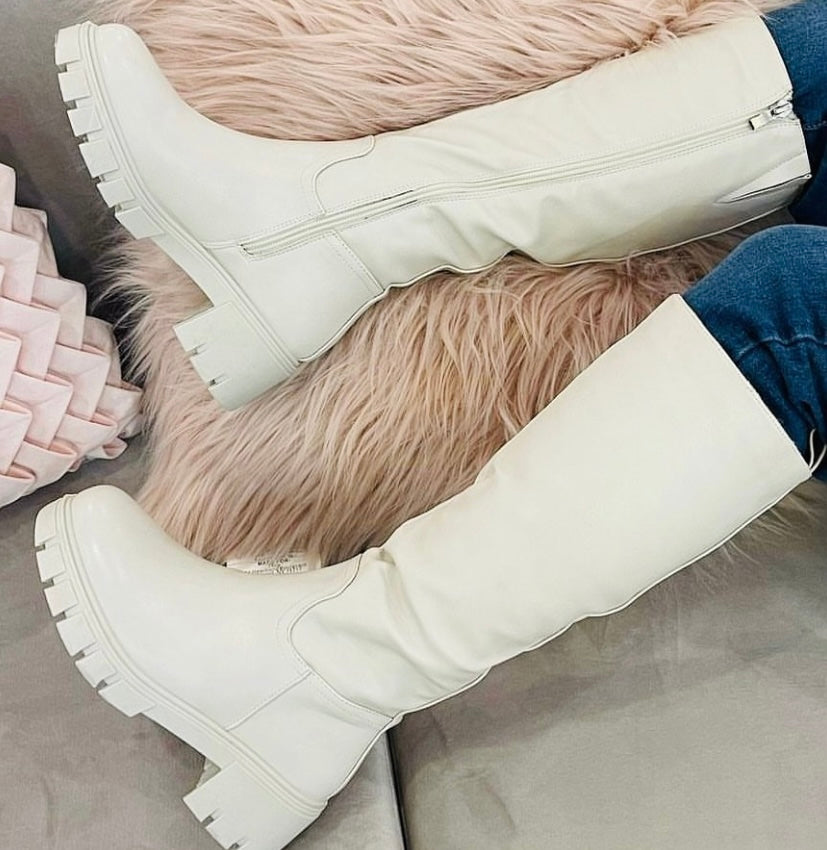 Cream High Boots