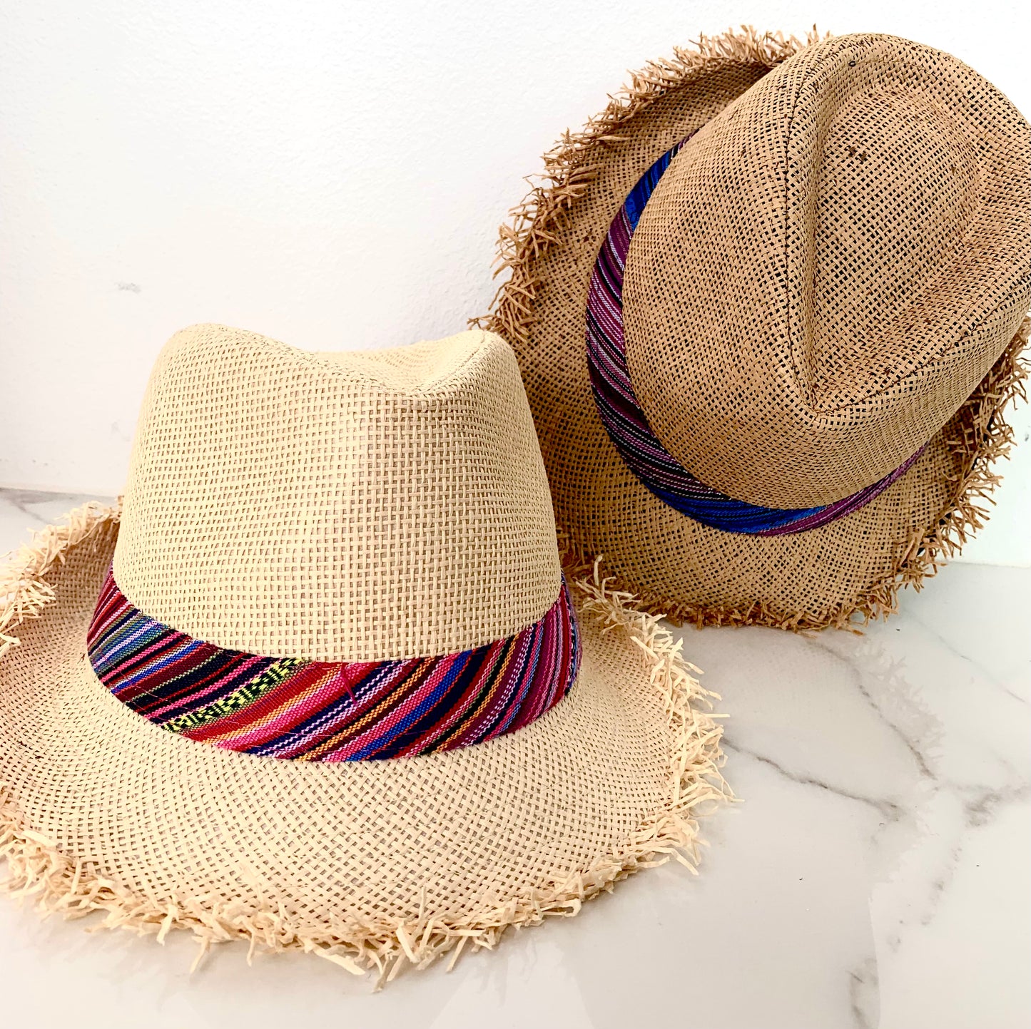 Woven striped color hat