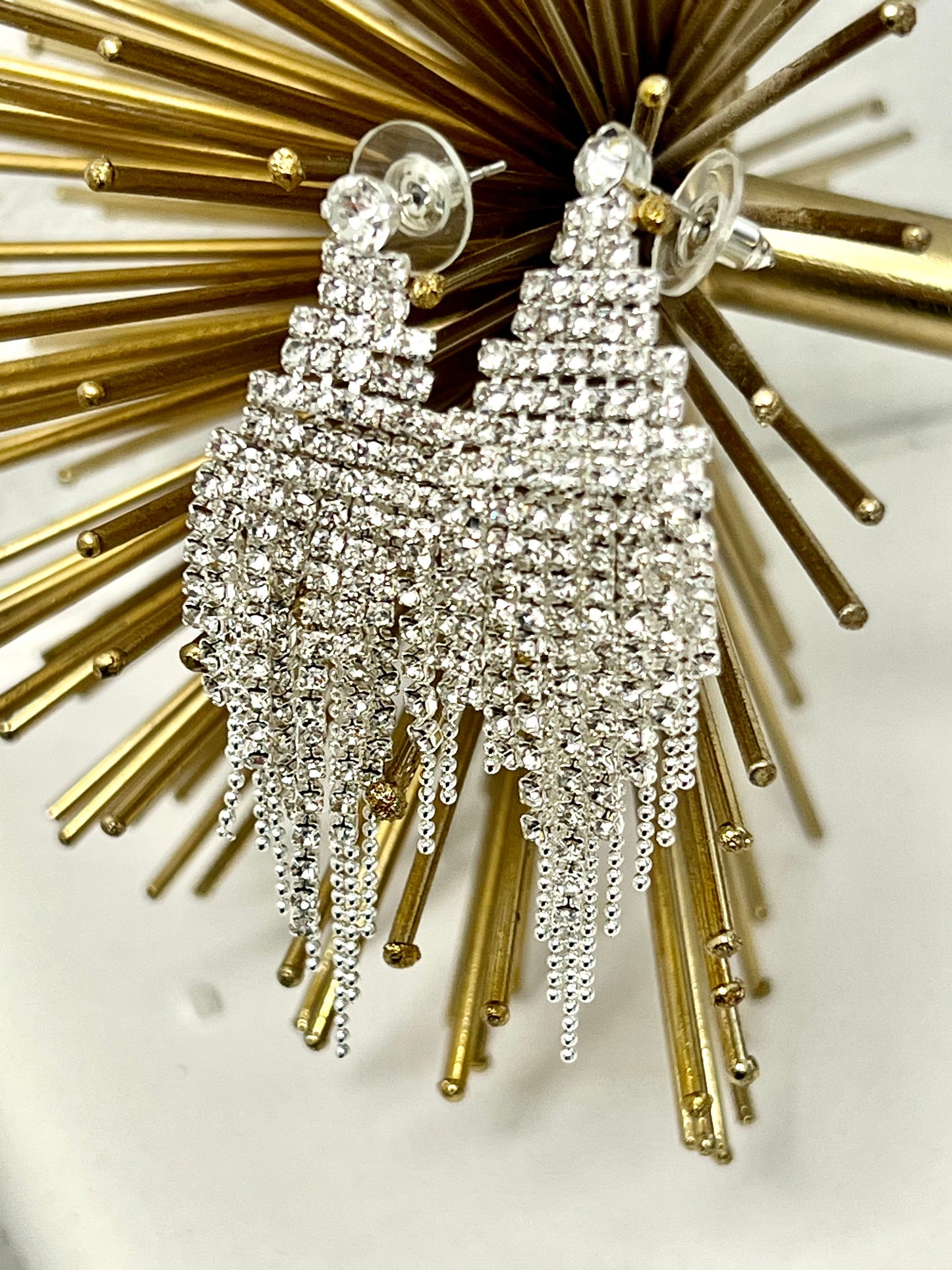 CRYSTAL TASSEL DROP EARRINGS