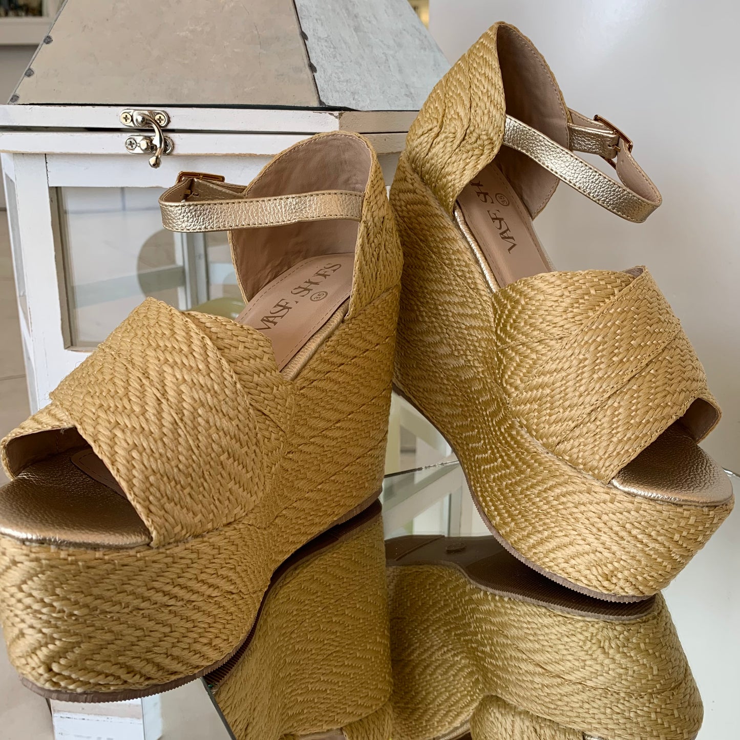 Gold Wedge High Heels