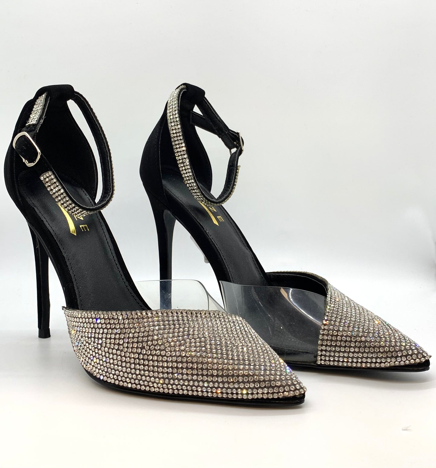 Rhinestone Black Heels