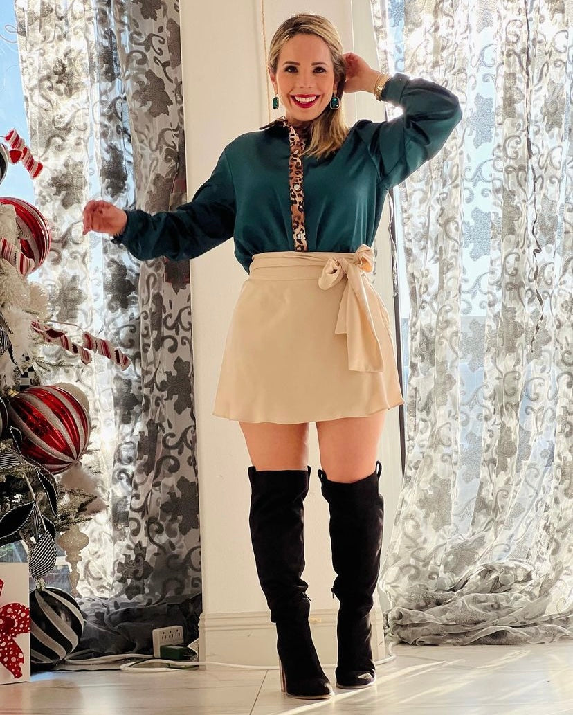 Teal Print Blouse
