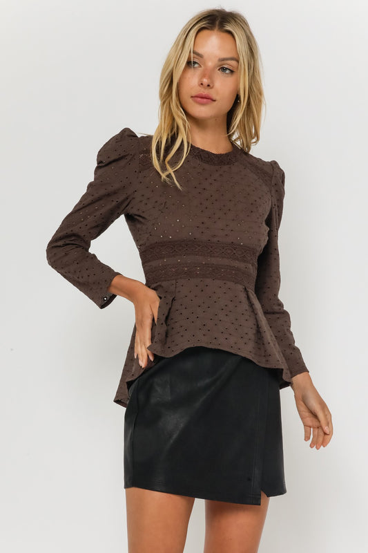 Eyelet Peplum Blouse