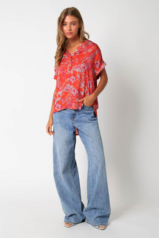 Satin Floral Blouse