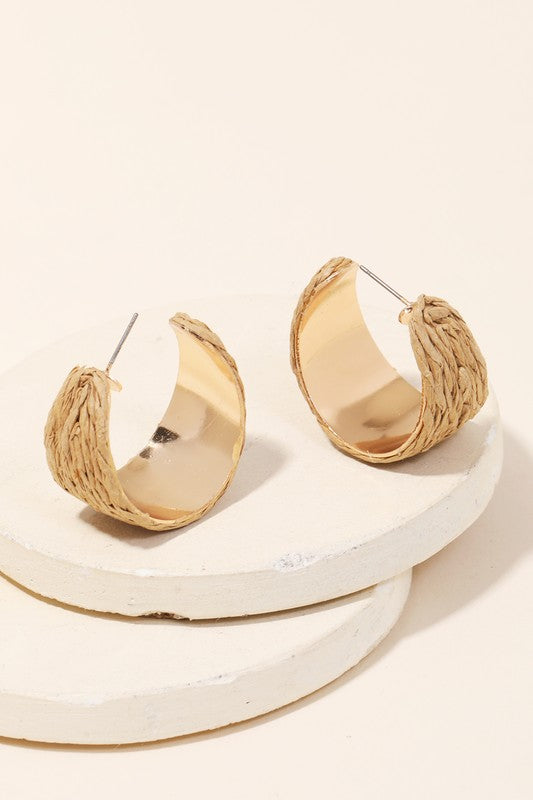 Metallic Hoop Raffia Earrings