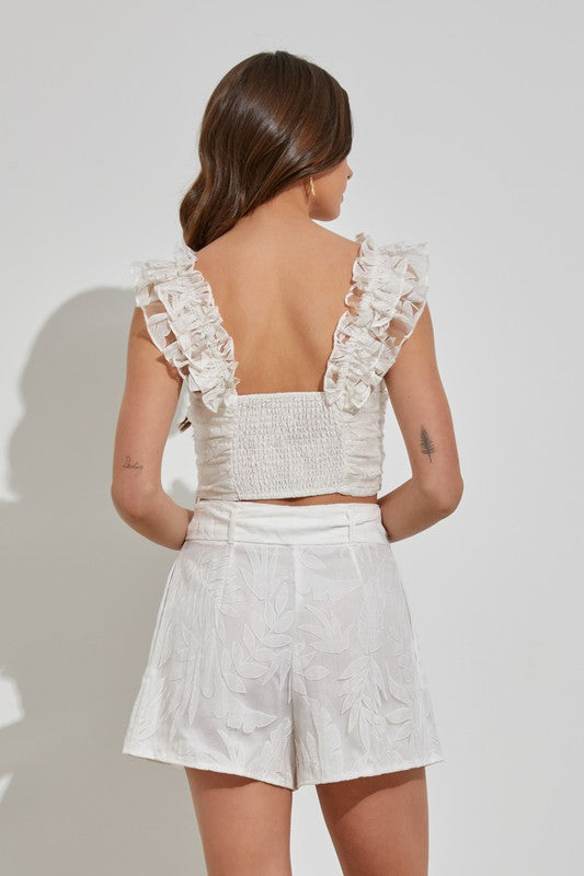 RUFFLE SLEEVE TOP WHITE