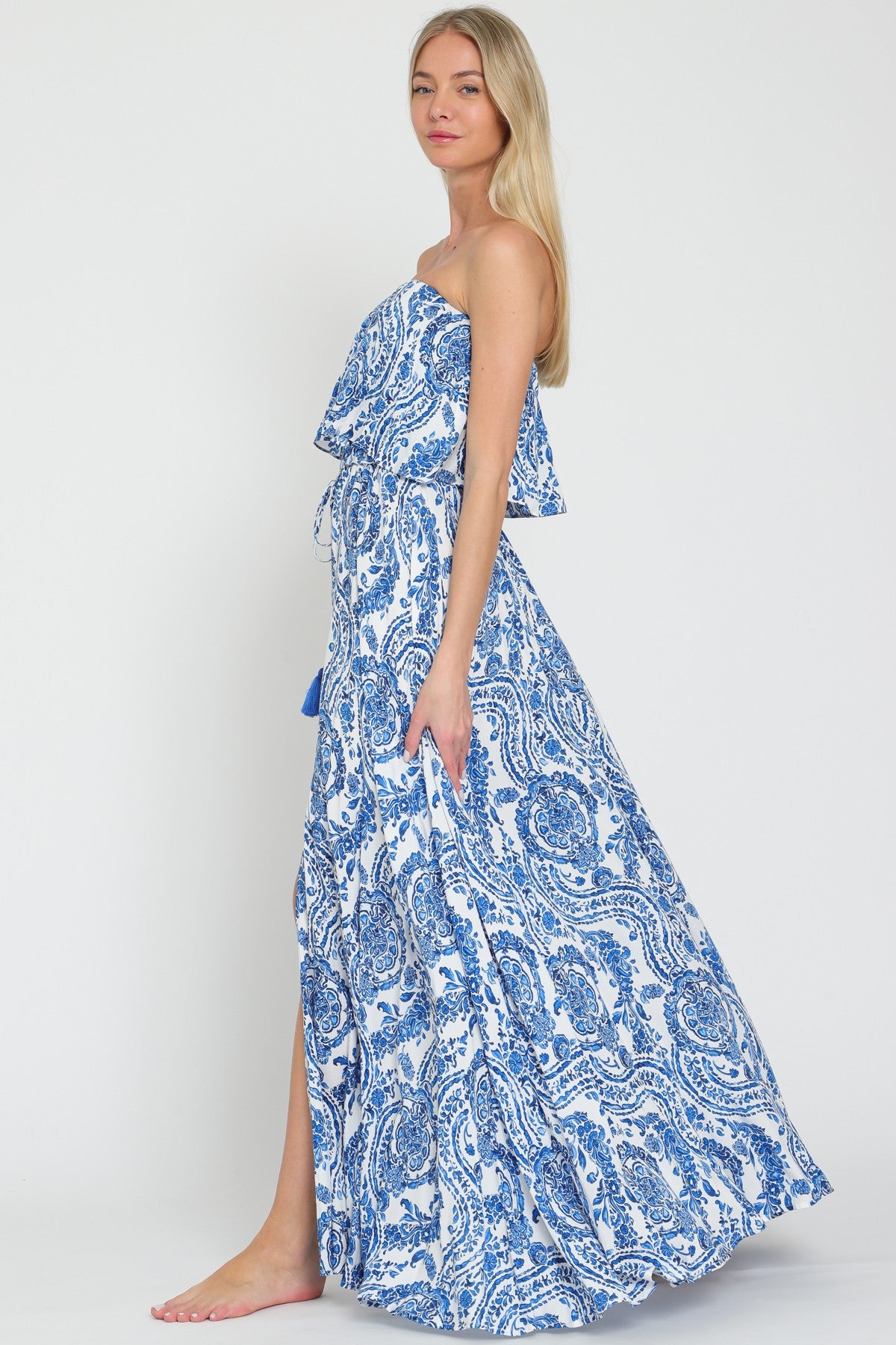 MAXI DRESS BLUE/WHITE
