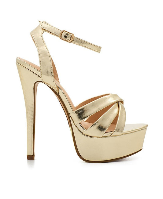 SHOES HEEL NUDE / GOLD