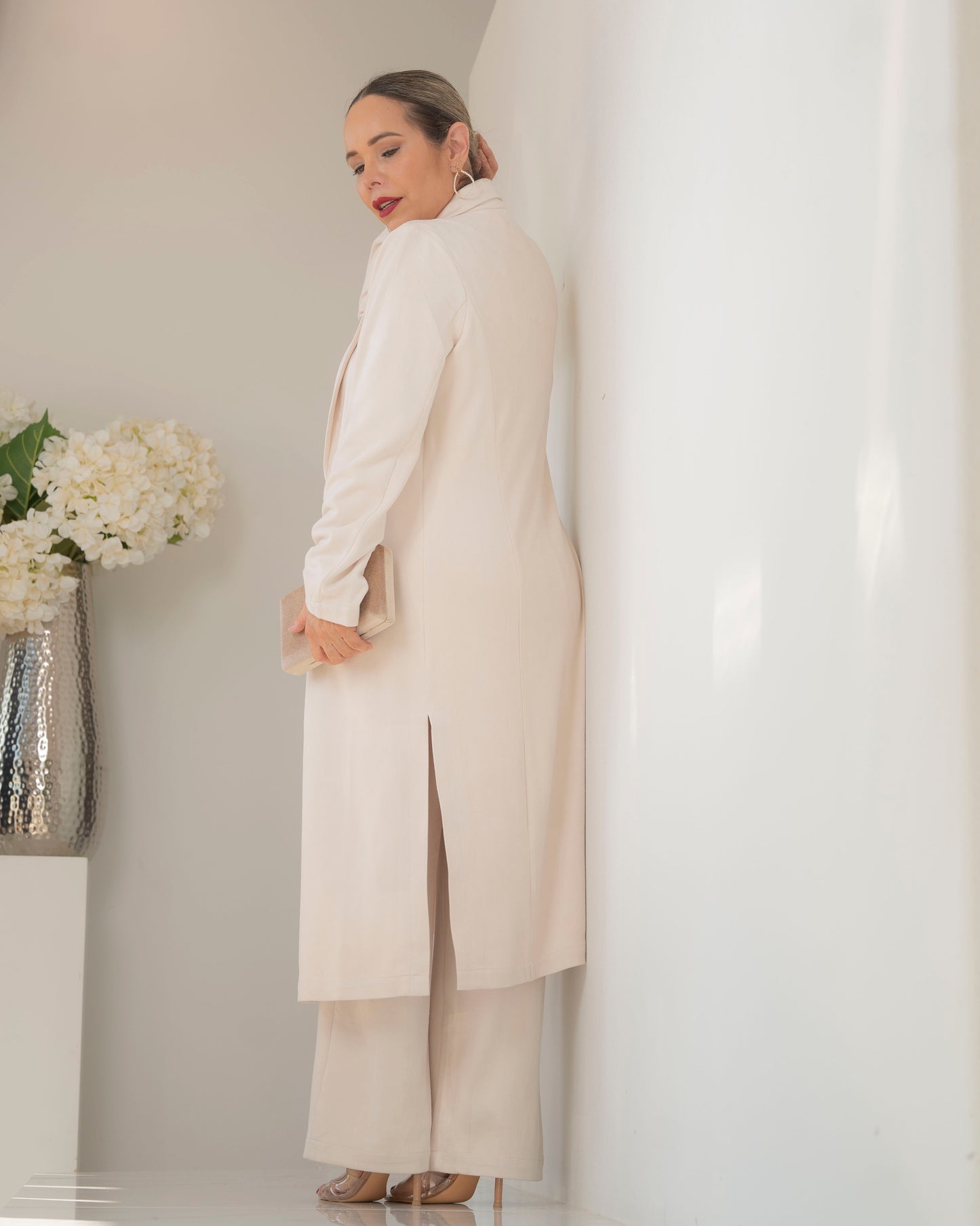 SET. CARDIGAN & PANTS SUEDE