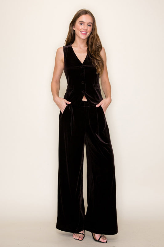 SET. VEST & PANTS DARK BROWN