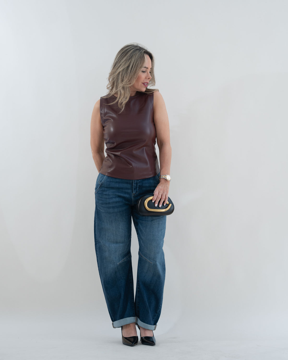 TOP FAUX LEATHER
