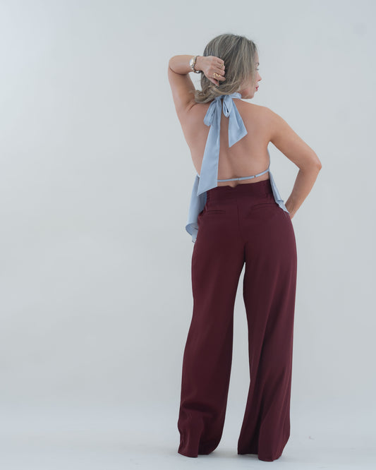 TOP SATIN BLUE