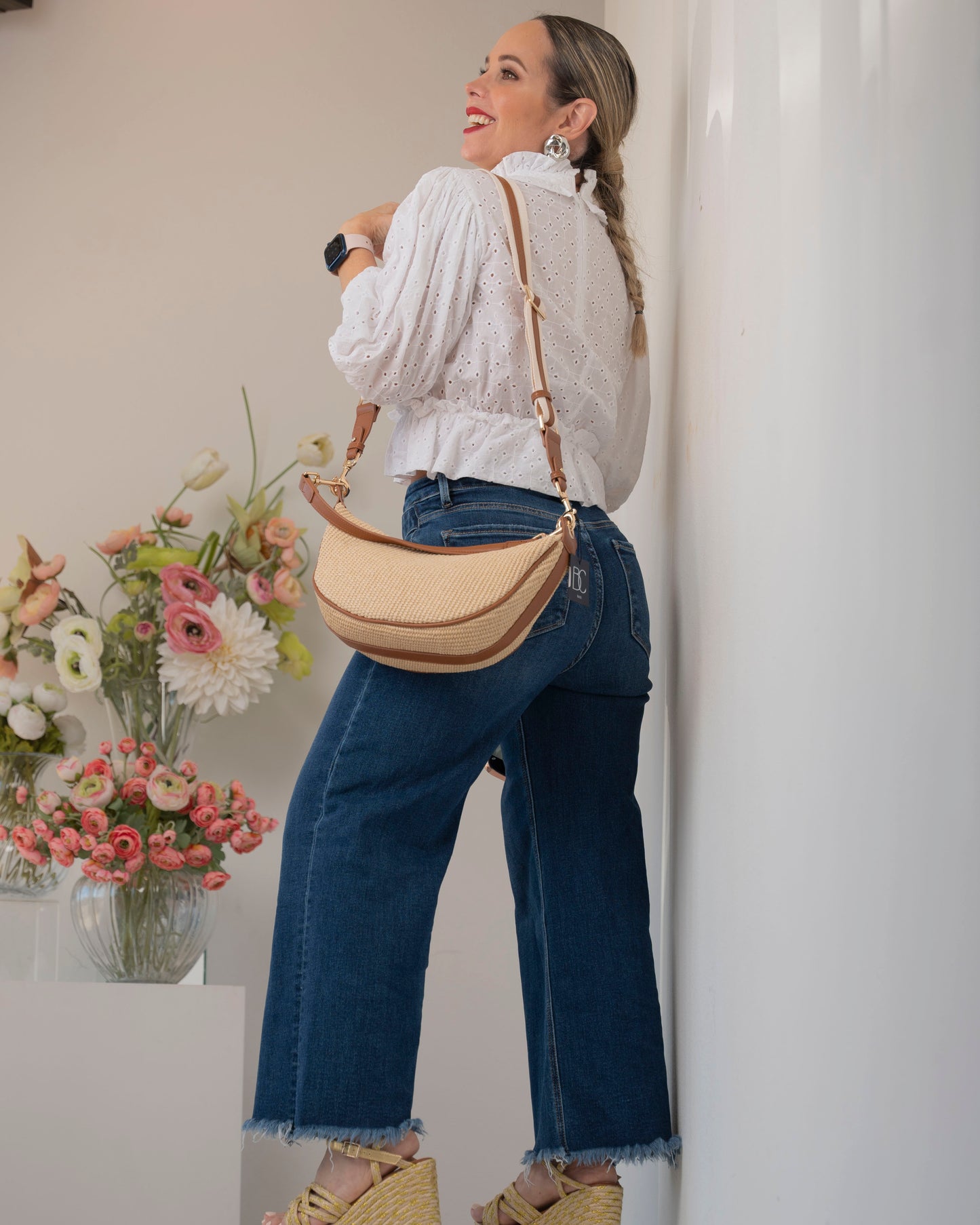 Eyelet Mock Neck Top