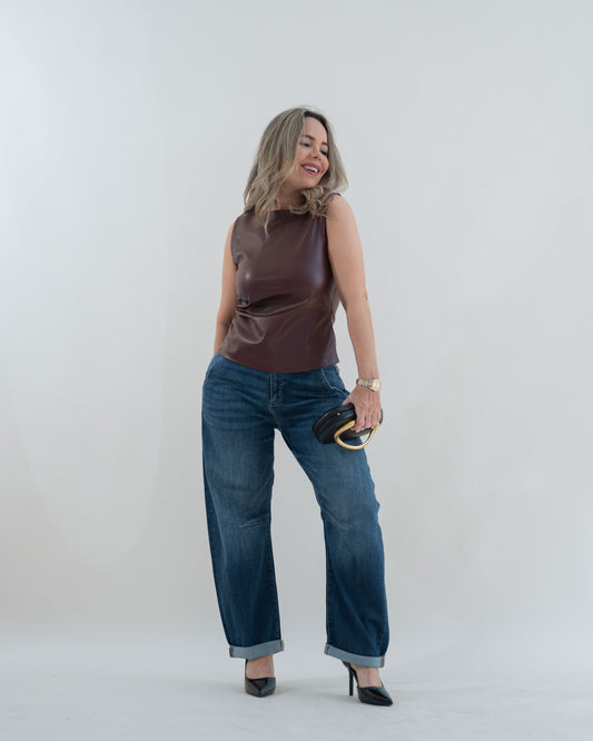TOP FAUX LEATHER