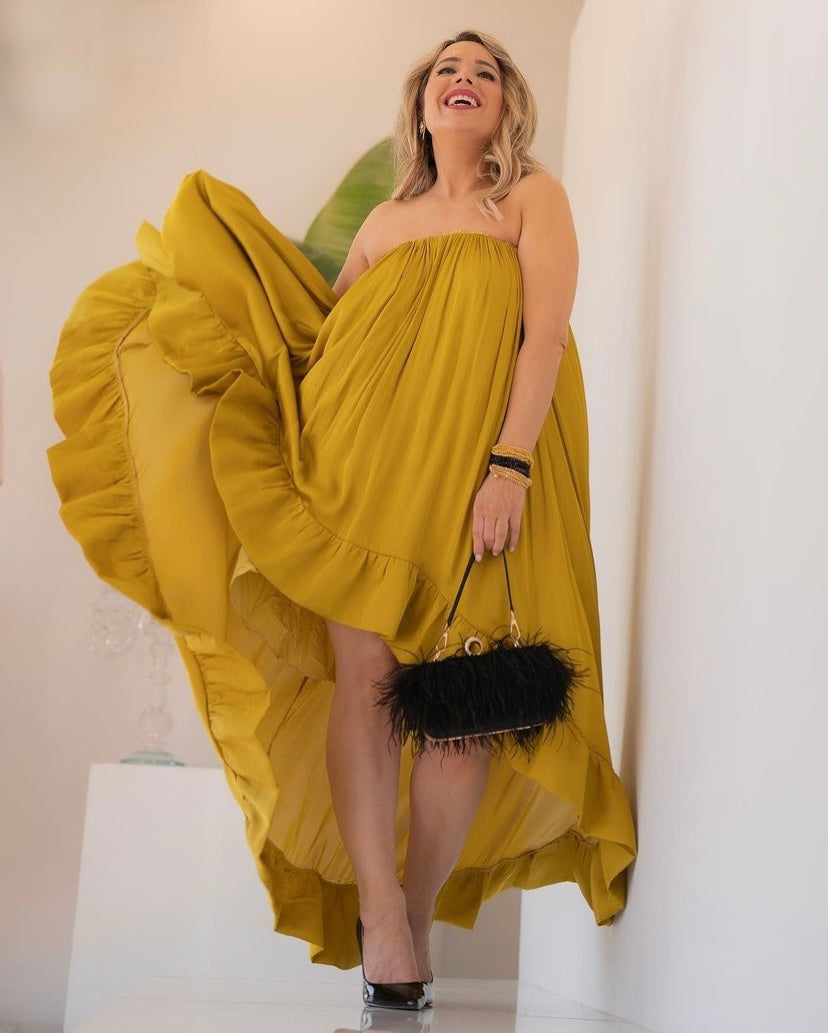 Mustard Satin Dress