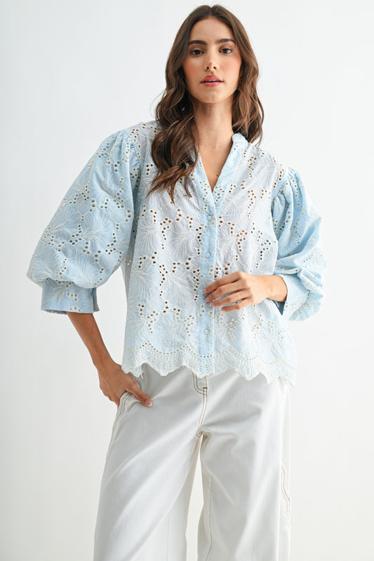 TOP EMB BLUE