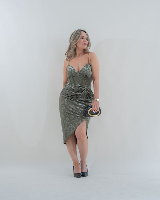 DRESS VELET OLIVE