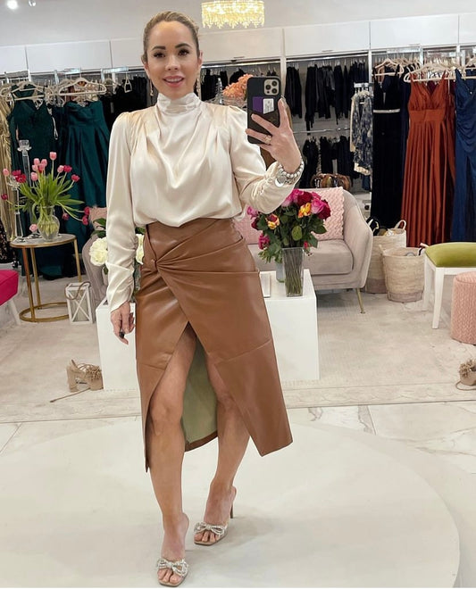 Faux Leather Midi Skirt
