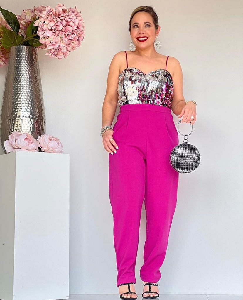 Magenta Sequin Jumpsuit
