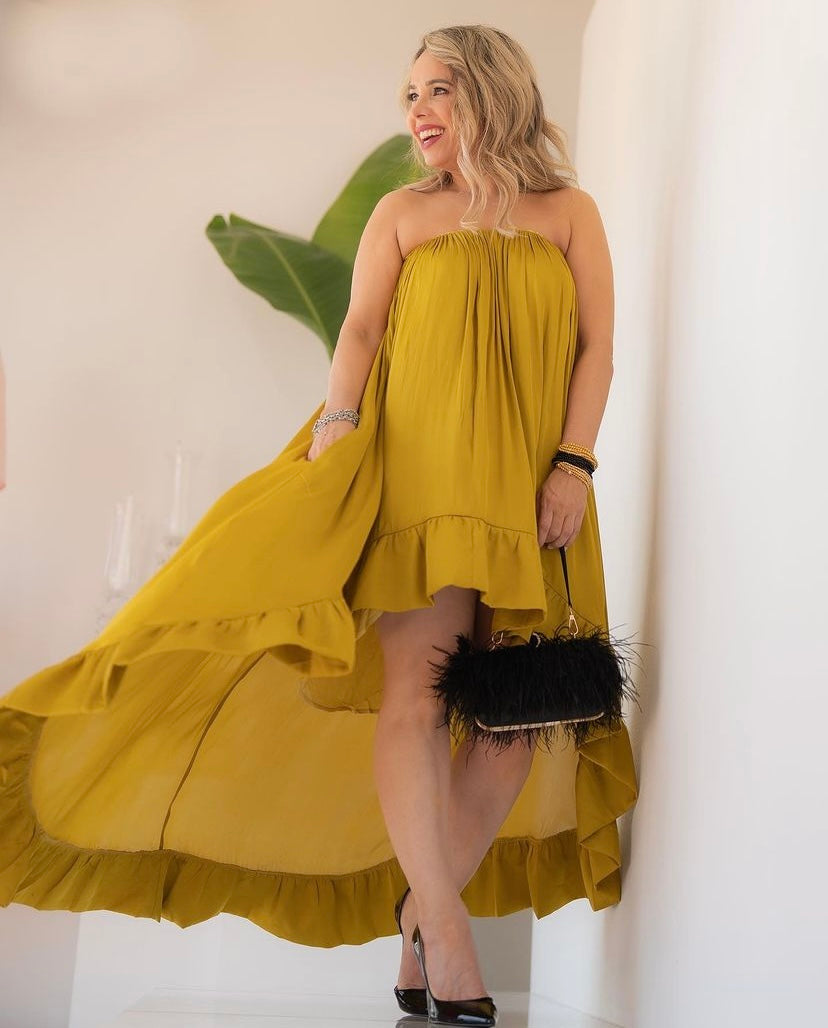 Mustard Satin Dress