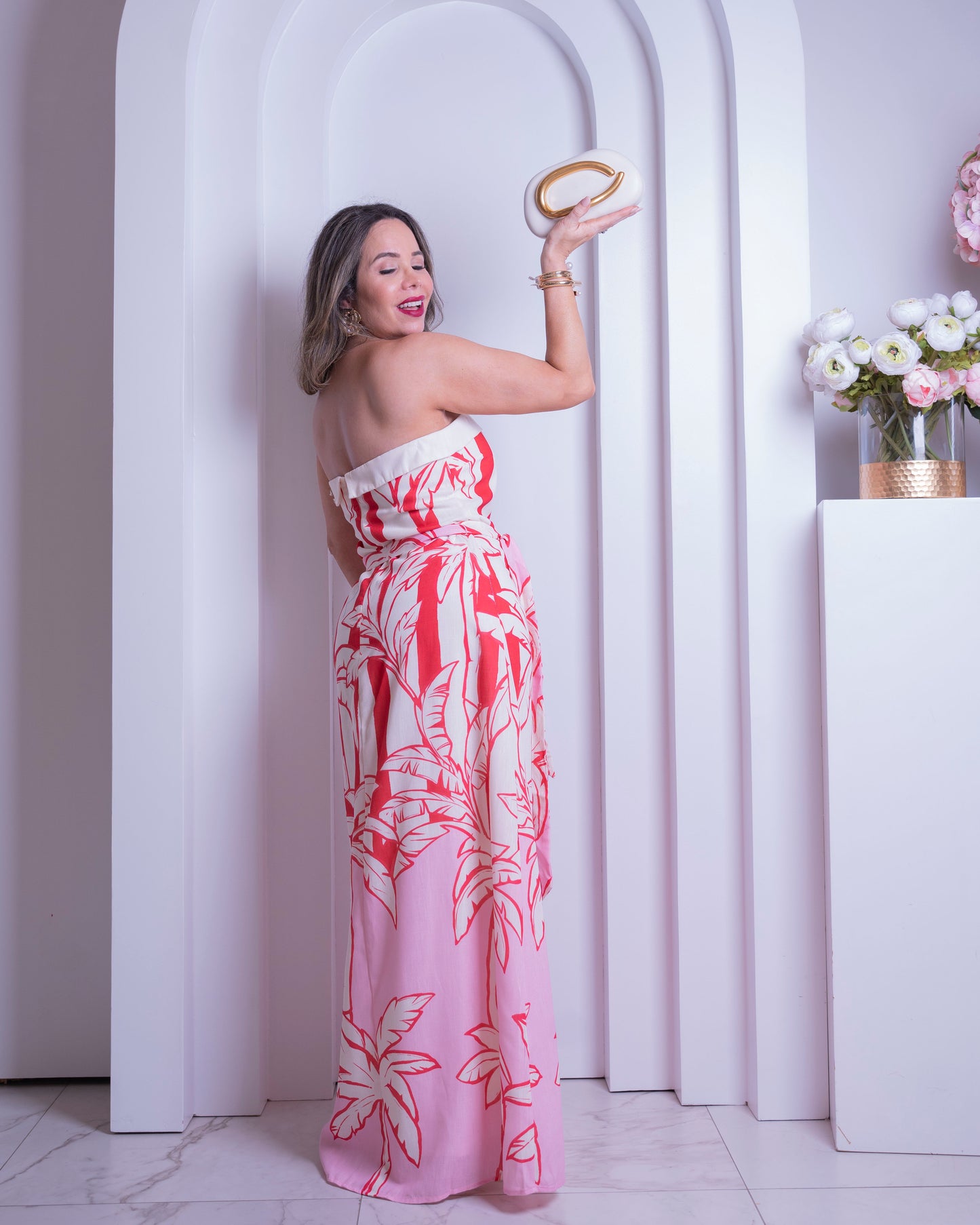 DRESS IVORY/PINK