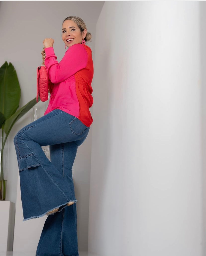 Ruffled Flare Jeans