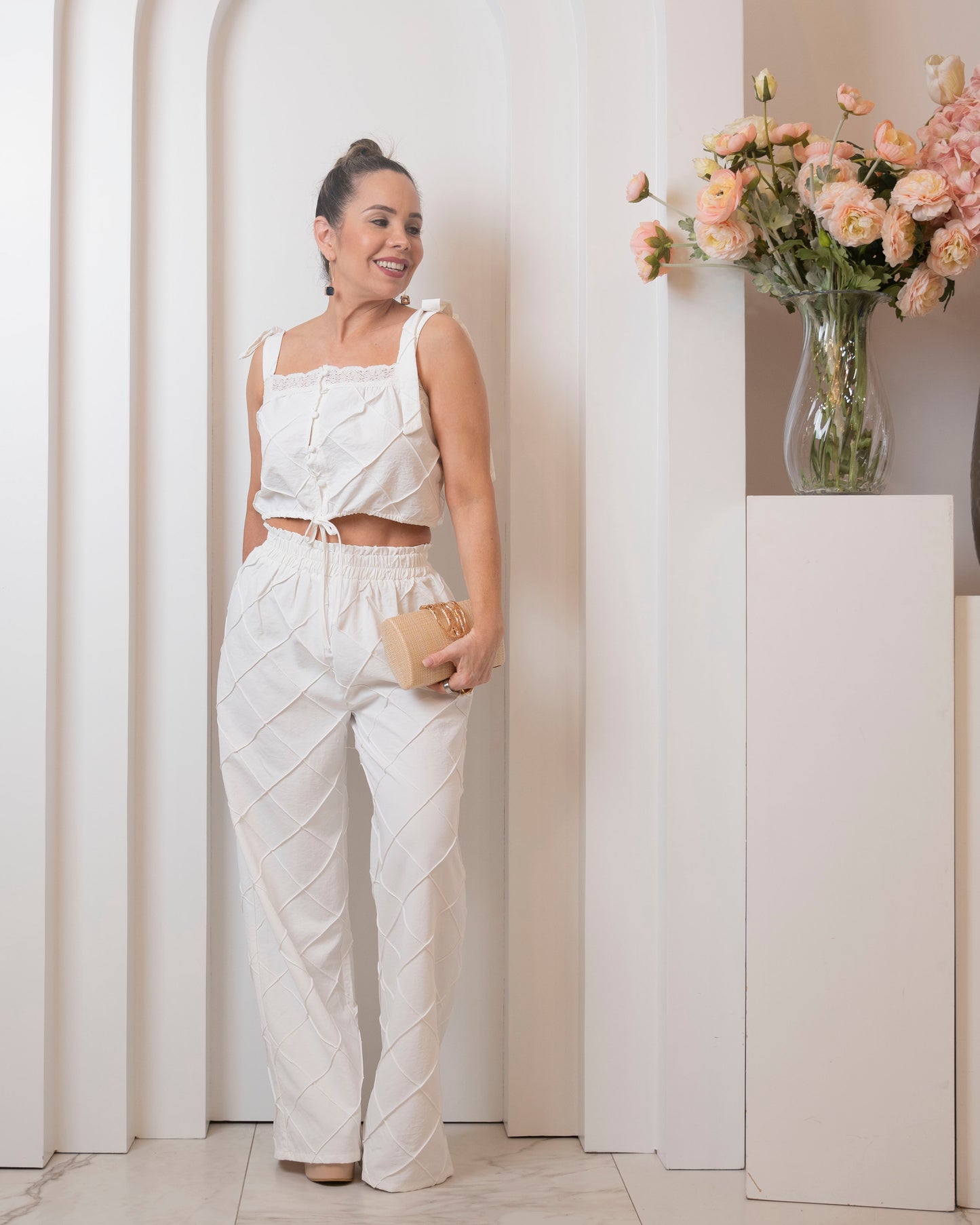 SET. PANTS & TOP WHITE