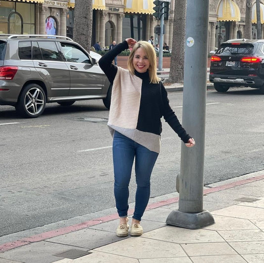 Beige Black Sweater