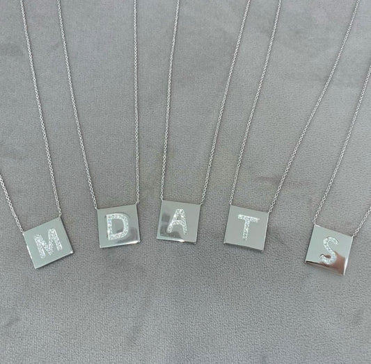 Square initial necklace