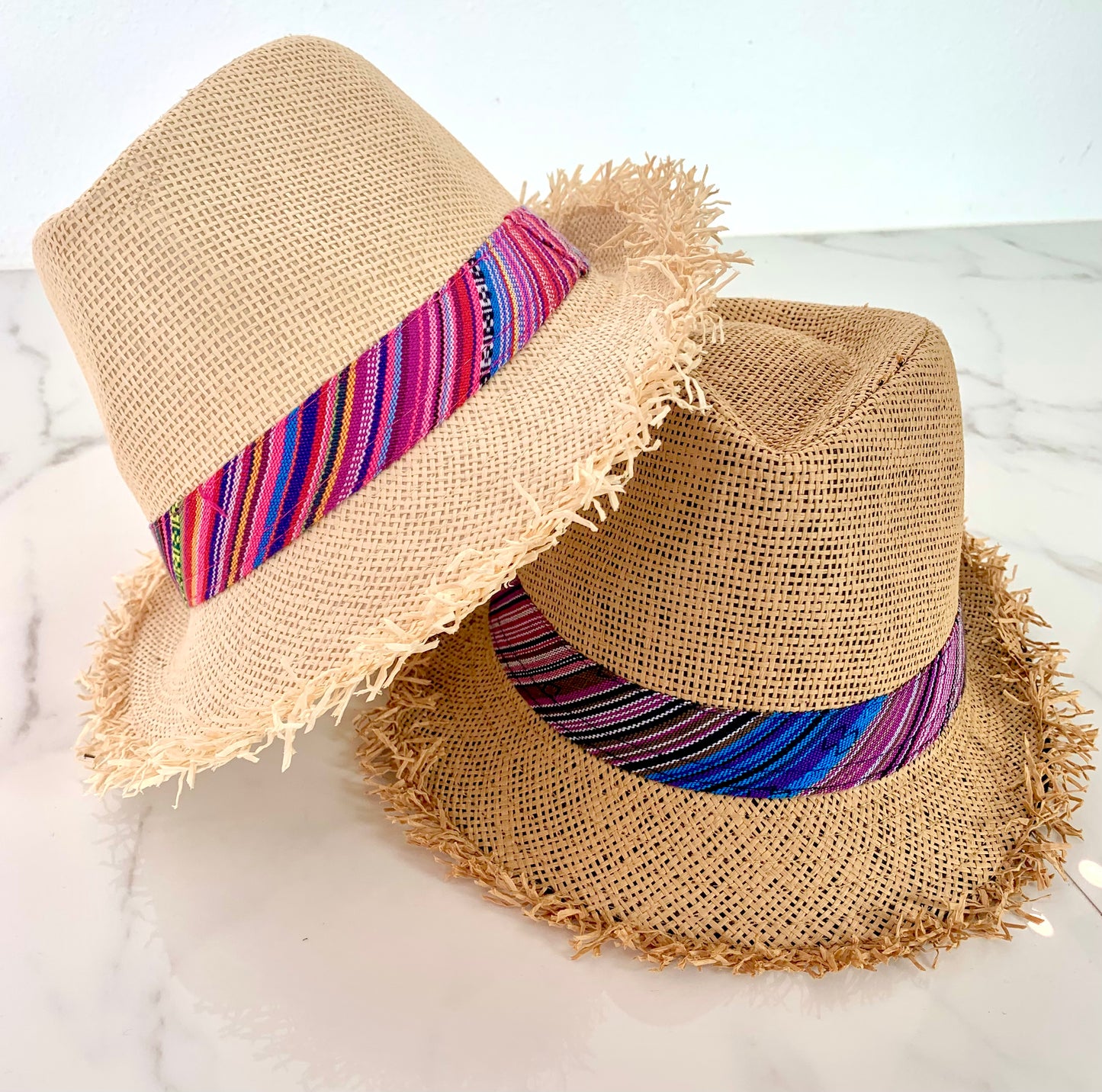 Woven striped color hat