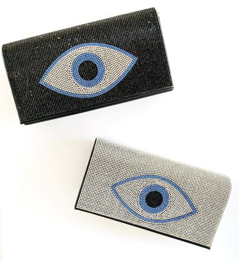 Evil eye diamond clutch bag