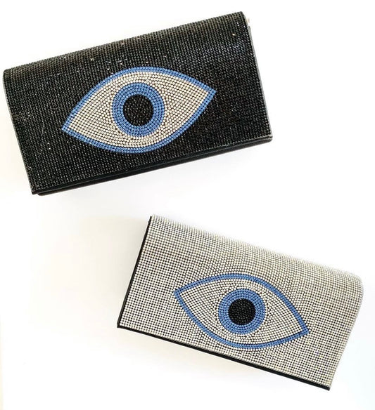 Evil eye diamond clutch bag