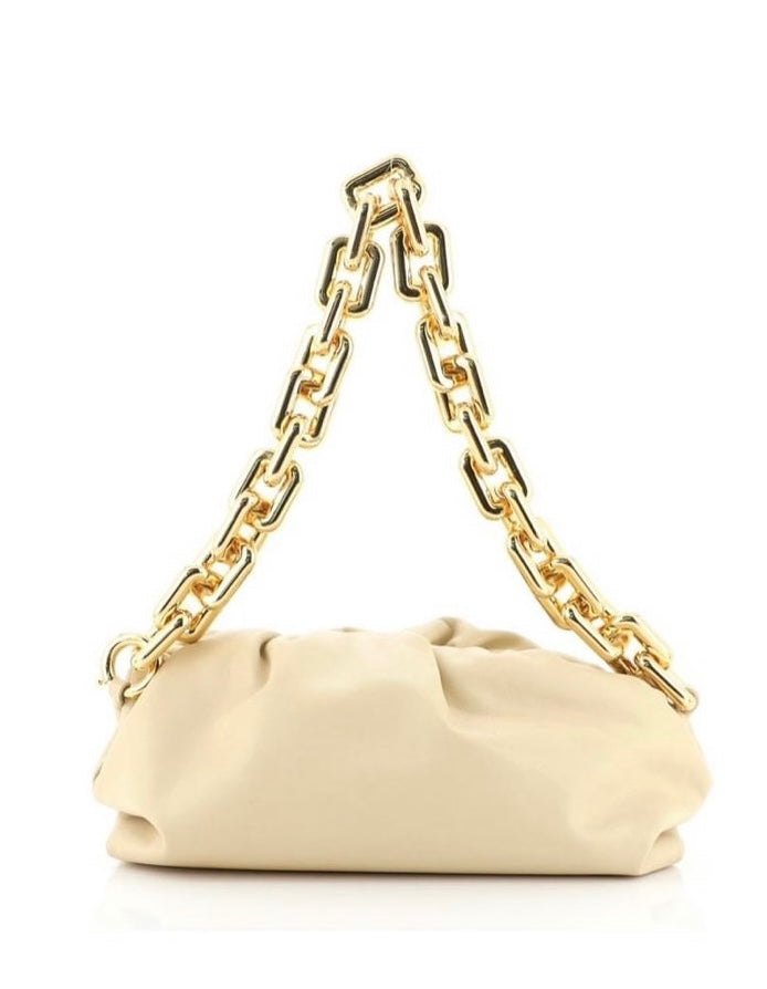 Leather thick chain handbag