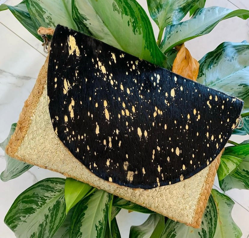 Black/beige clutch bag