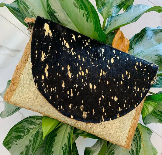 Black/beige clutch bag