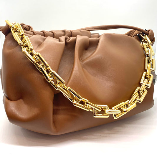 Leather thick chain handbag