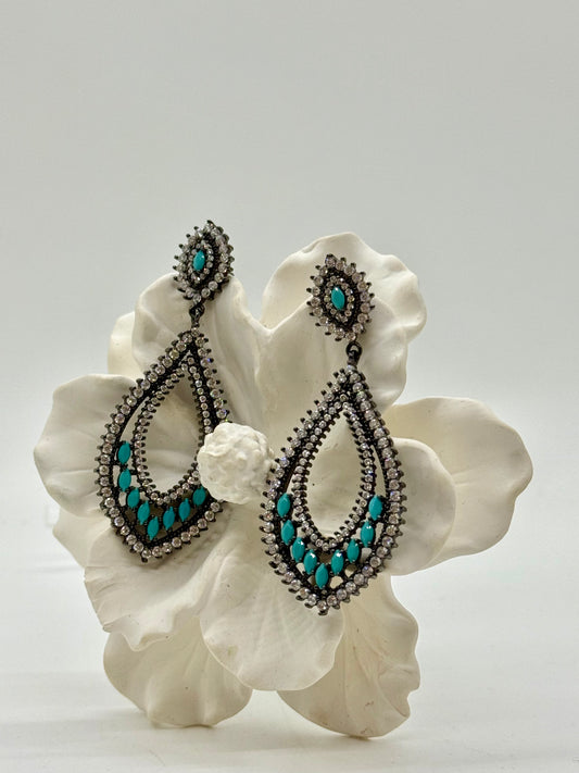 EARRING GREEN SILVER