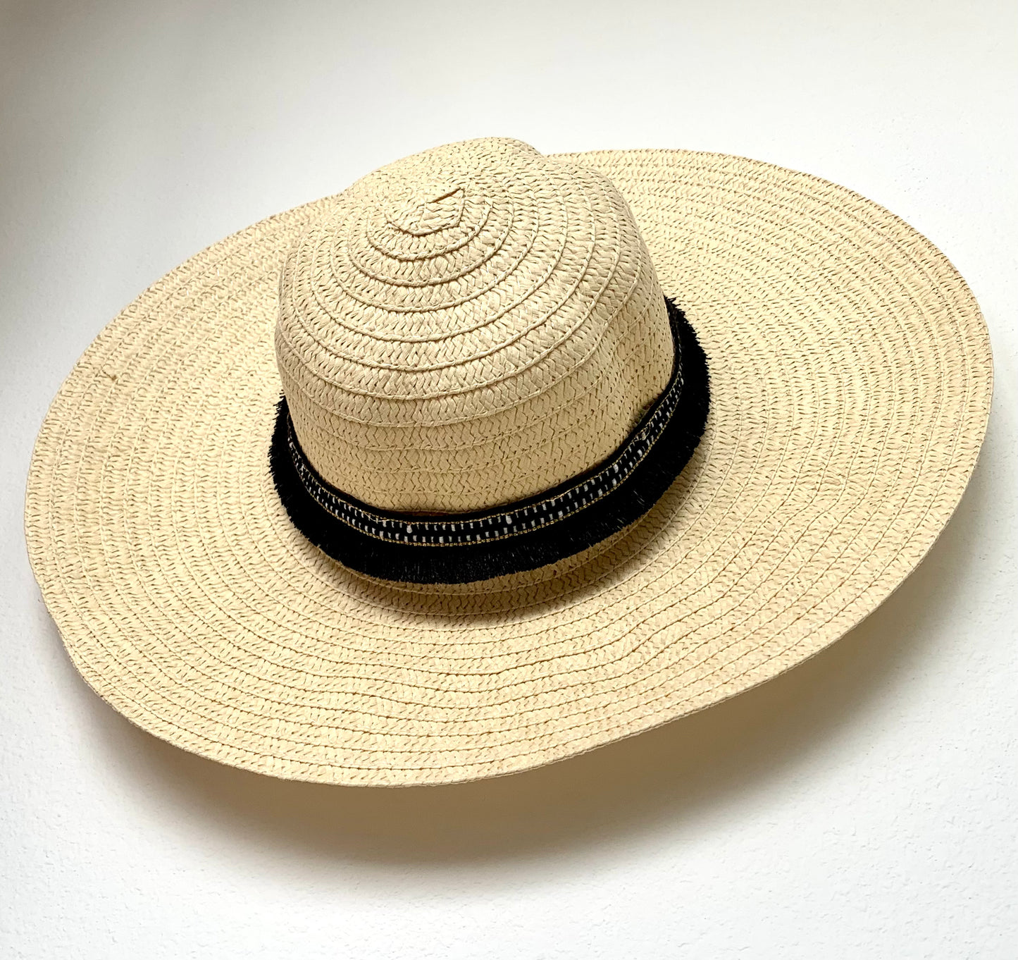 Beige with black glittery stripe