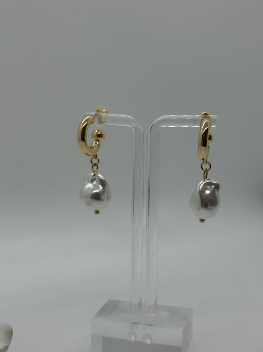 HOOP EARRIN PEARL